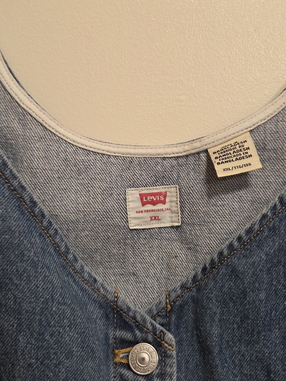 Levi's Charlie Denim Crop Top Vest XXL - Picture 3 of 5